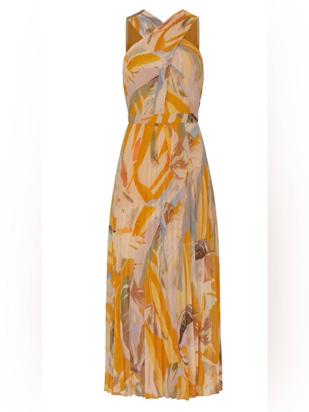 Ted Baker Ansa Pleated Dress
Yellow Floral Maxi Dress with Draped Bodice